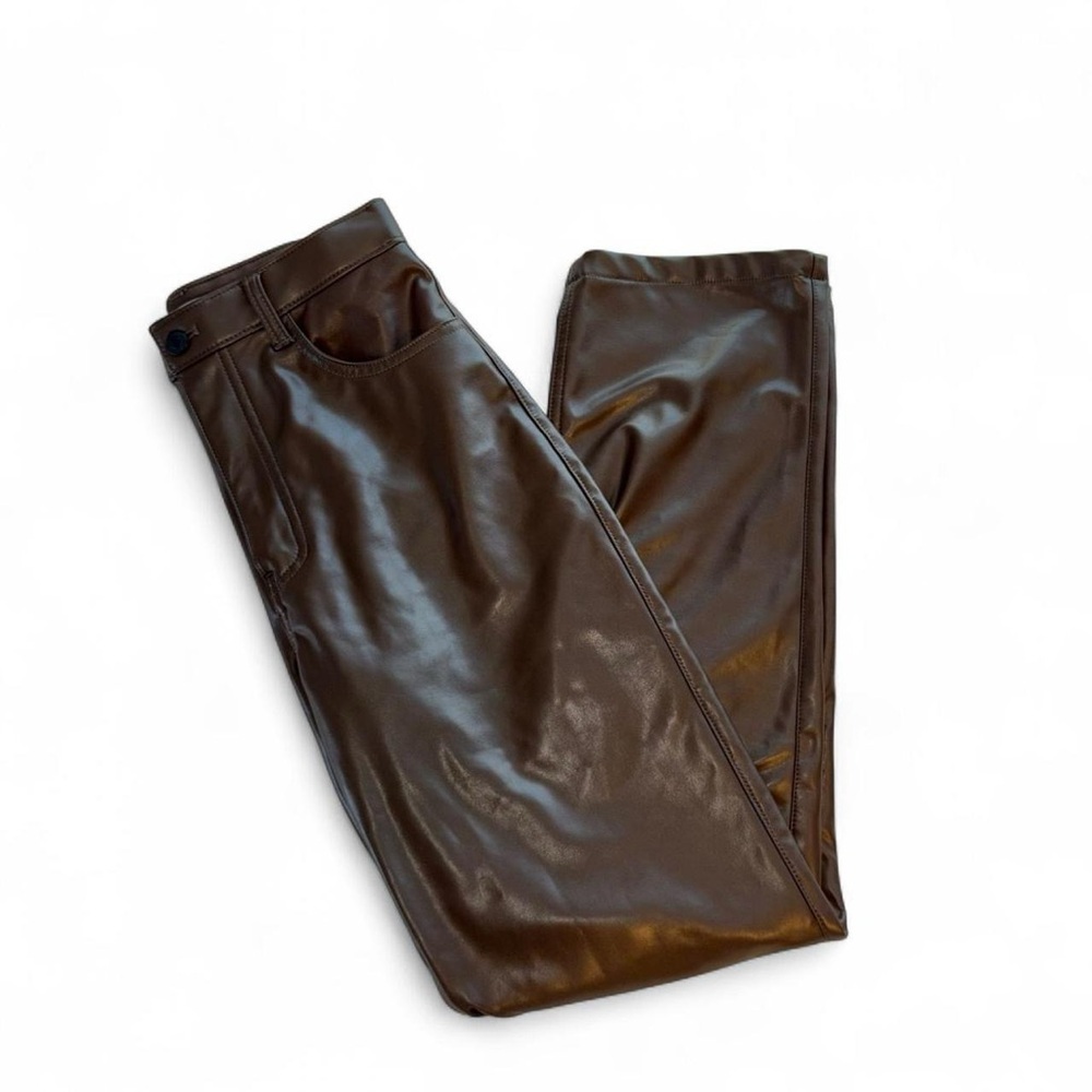 Abercrombie & Fitch Chocolate Brown Faux Leather Straight Leg Pants